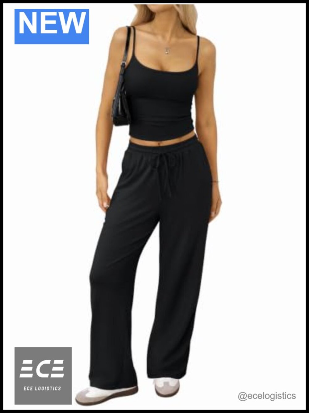 EasyGala 2 Piece Lounge Set Crop Cami & Wide Leg Pants with Pockets